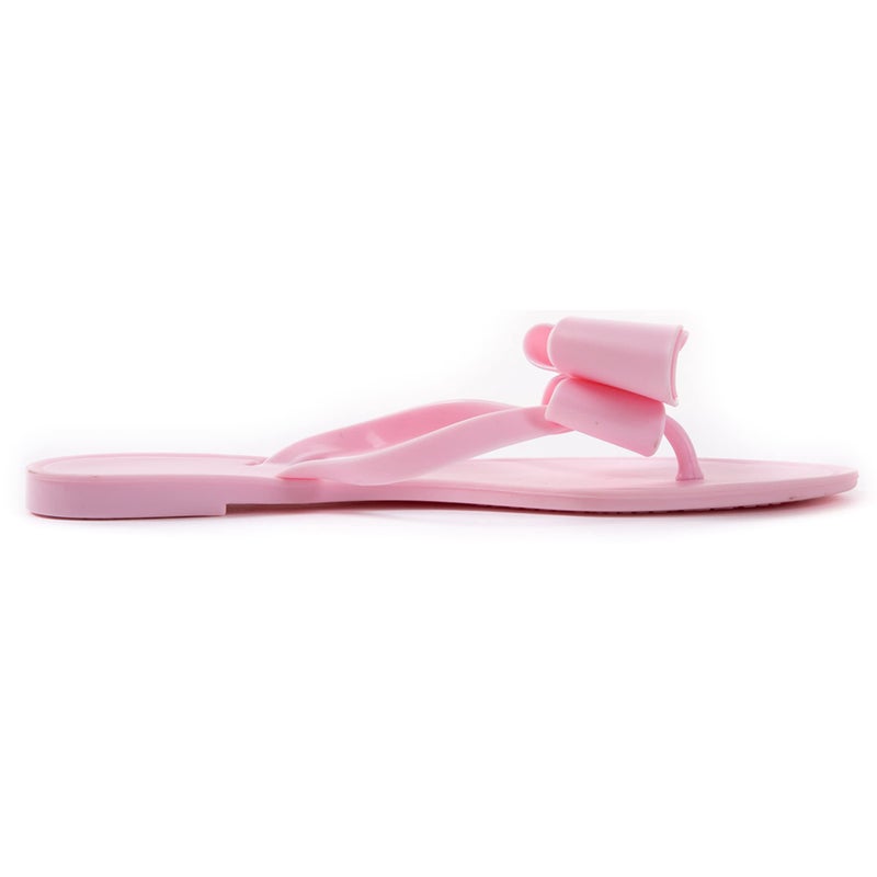 Mtzyoa Women Flip Flops Bow Flat Sandals Summer Pink Size 9 Beach Jelly Cute Ladies Waterproof Rain Casual Sandals - Image 2